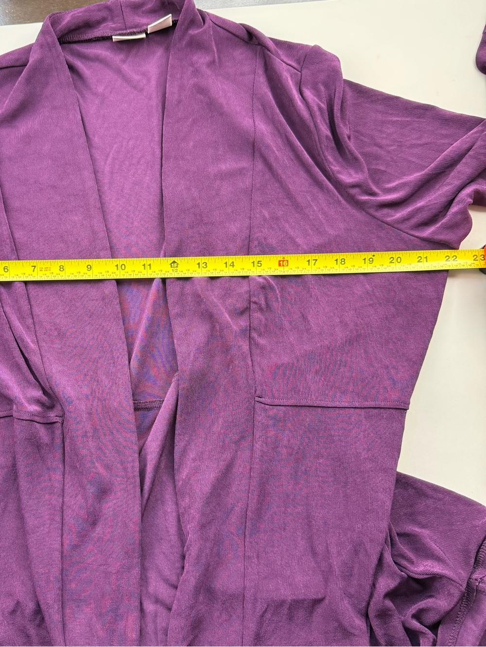 Chico’s Travelers Purple Slinky Open Front Cardigan Women Size 3 XL Lagenlook - Picture 5 of 7